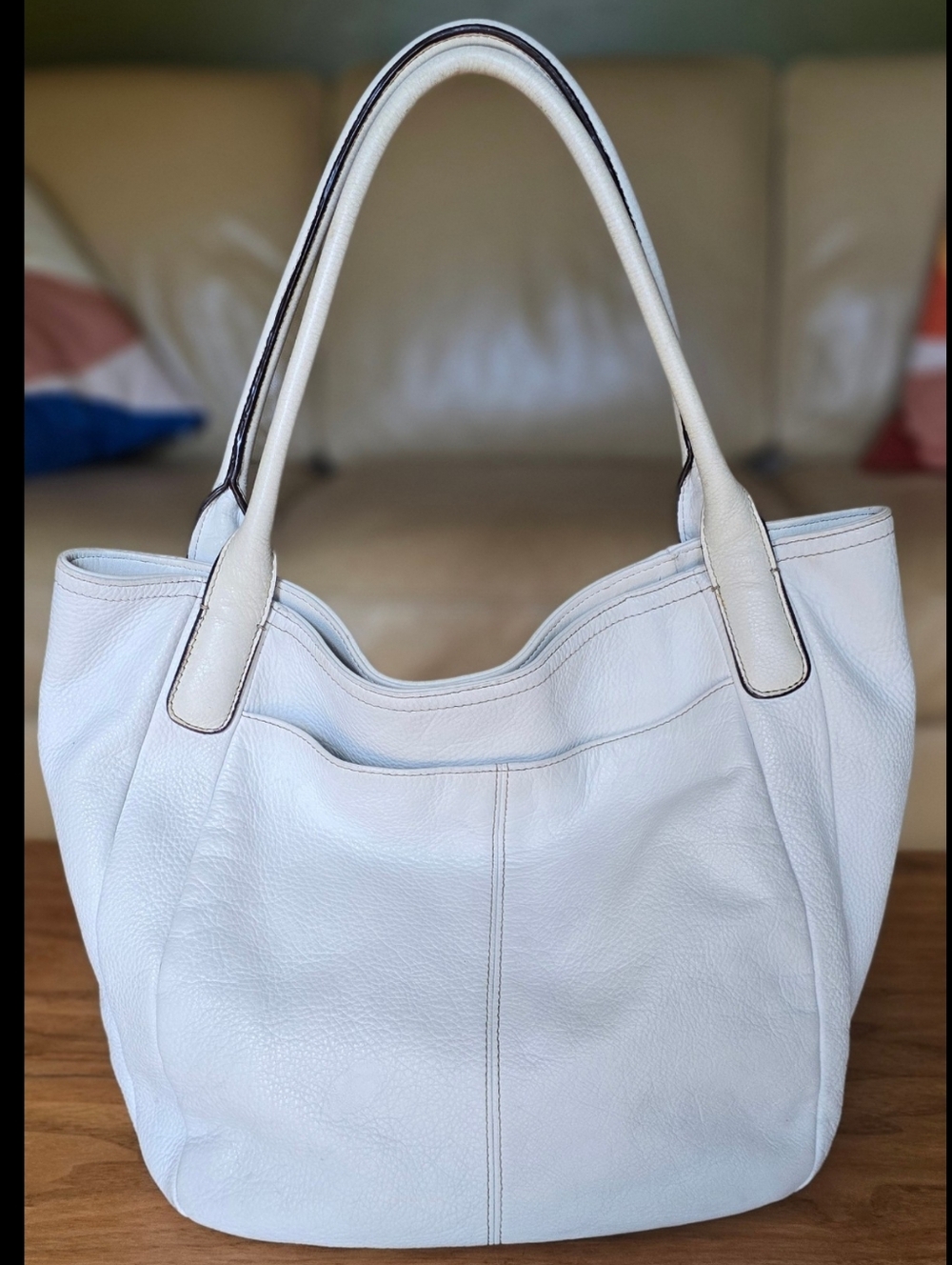 Tignanello XL Oversized White Leather Hobo Tote Bag
